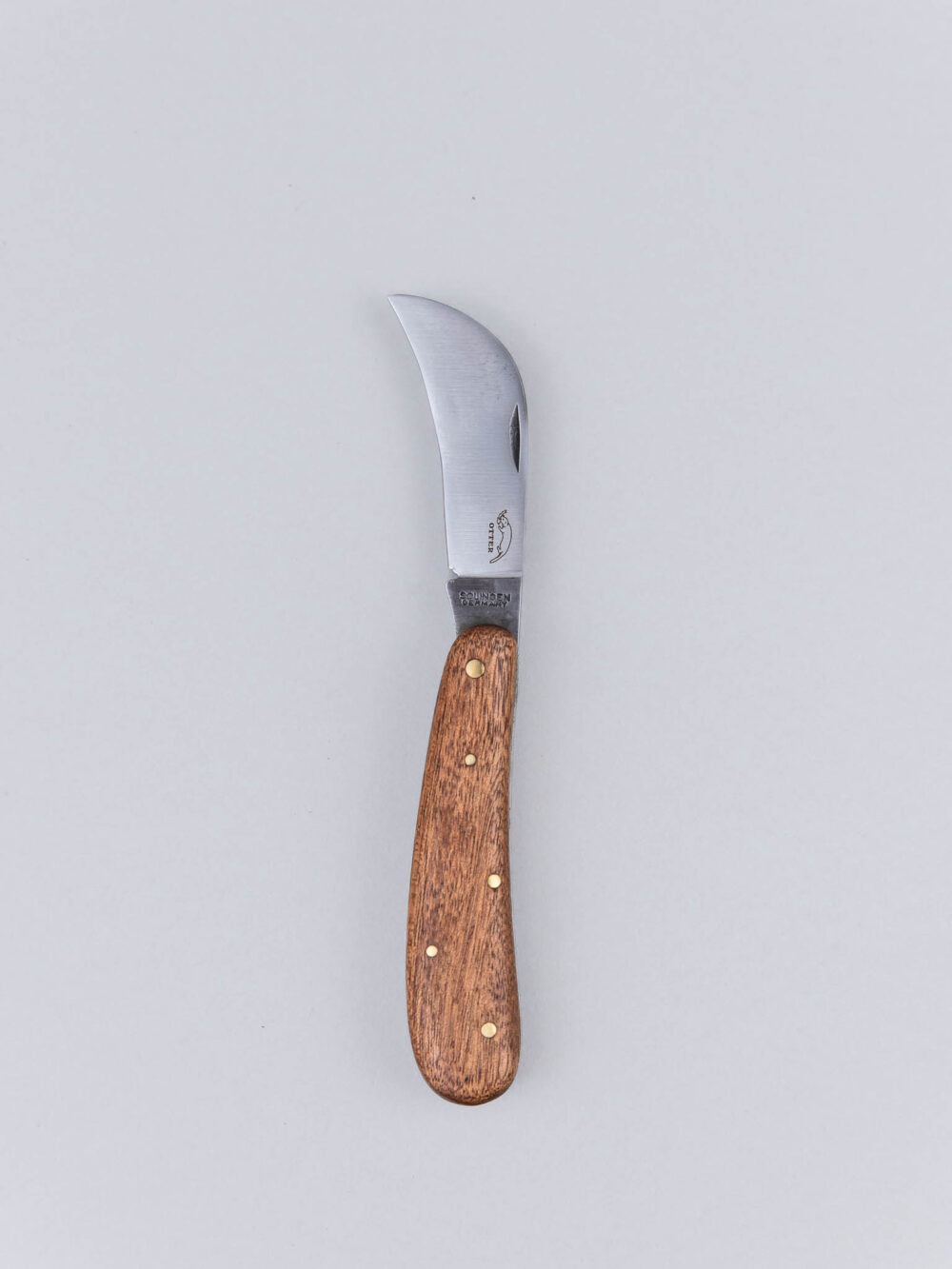 malý zahradní nůž žabka s ocelovou čepelí a dřevěnou rukojetí ze dřeva Sapeli
